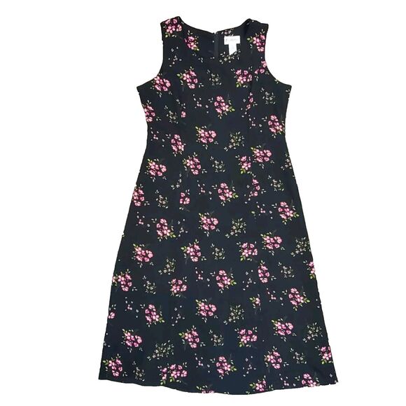 Vintage 90s Studio 1 Maxi Dress Round Neck Black Floral Pheobe Buffay Friends - Picture 1 of 11